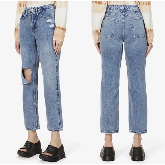 Good American Denim - NWOT Good American 90s Duster Jeans Size 16 | High Rise Straight Leg Distressed